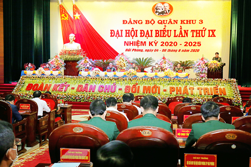Quang cảnh Đại hội đại biểu Đảng bộ Quân khu 3 lần thứ 9 nhiệm kỳ 2020 – 2025.