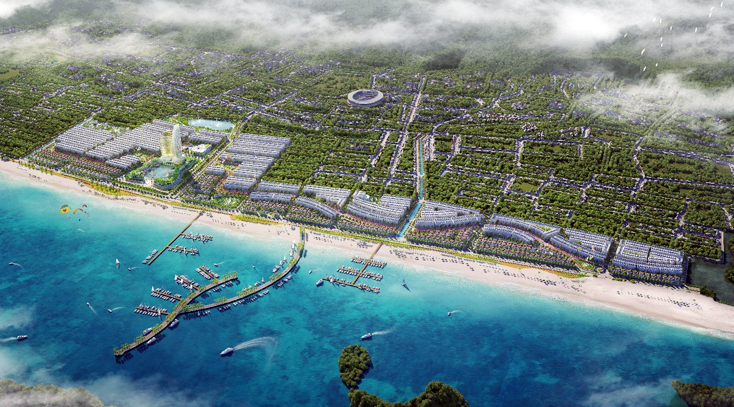 Dự án Green Dragon City nằm trải dài gần 3km ven Vịnh Bái Tử Long.