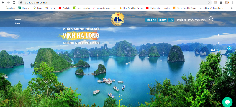 The website in 3 languages: Vietnamese, English, Chinese