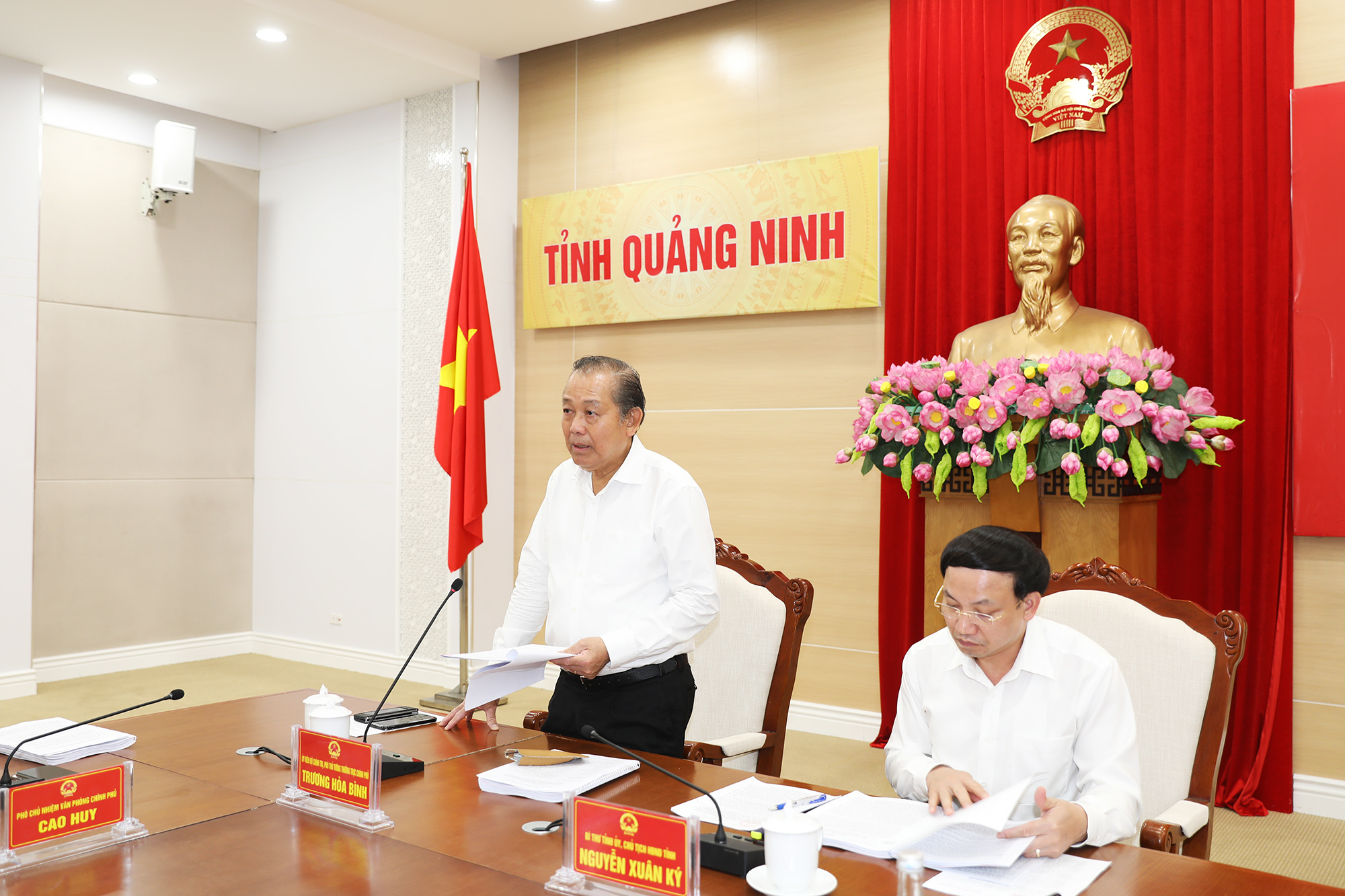 Đồng chí Trương Hòa Bình, Phó Thủ tướng Thường trực Chính phủ phát biểu chỉ đạo tại buổi làm việc