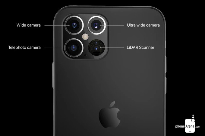 iPhone 12 sẽ có phiên bản dùng cảm biến LiDAR tương tự iPad Pro nhưng kích thước được thu gọn. Ảnh: Phonearena.