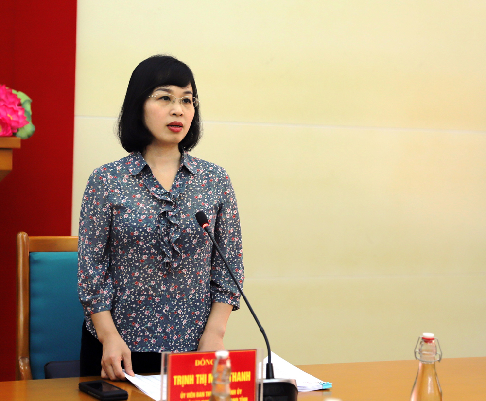 Đồng chí Trịnh Thị Minh Thanh phát biểu kết luận tại buổi làm việc.