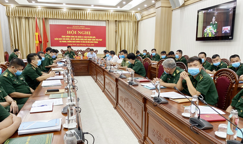 Toàn cảnh hội nghị tại điểm cầu BĐBP tỉnh Quảng Ninh