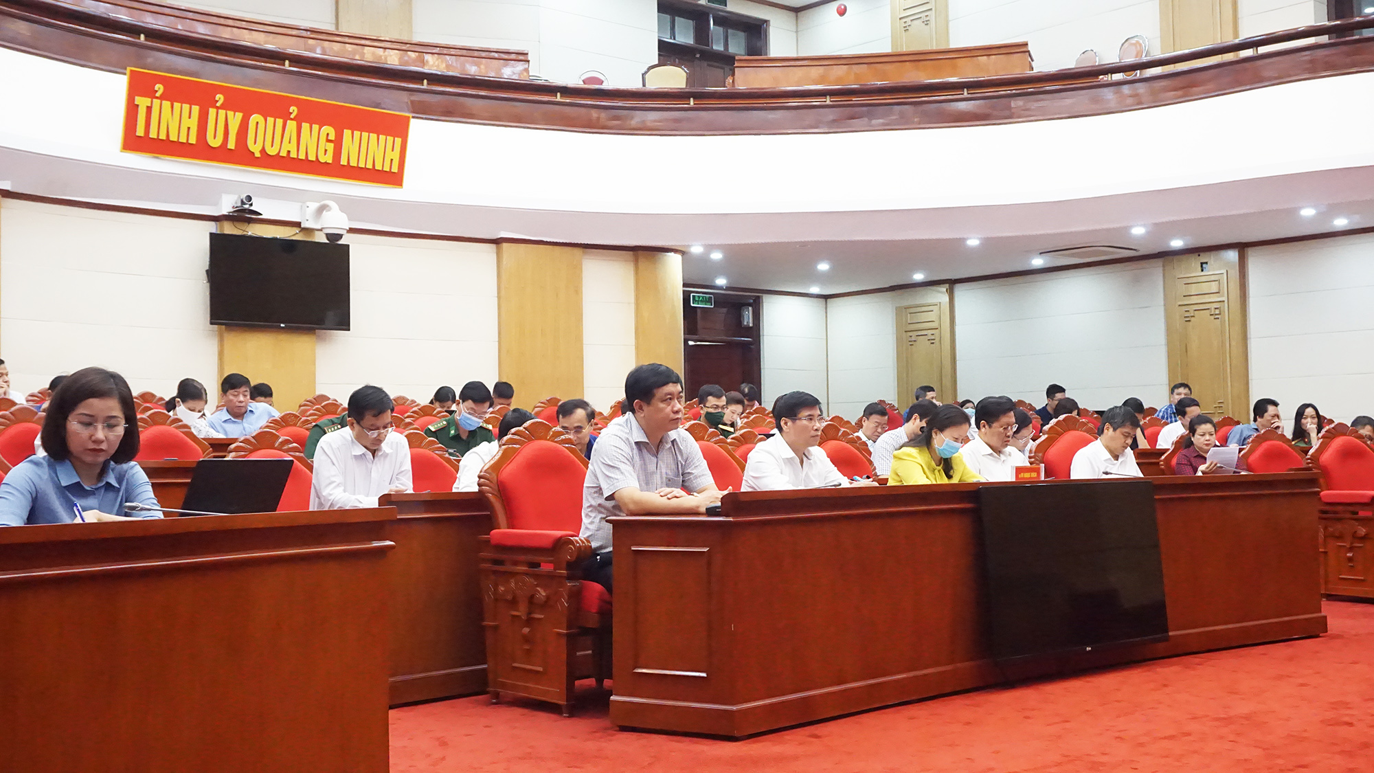 Các đại biểu Quảng Ninh tham dự hội nghị trực tuyến Ban Tuyên giáo.