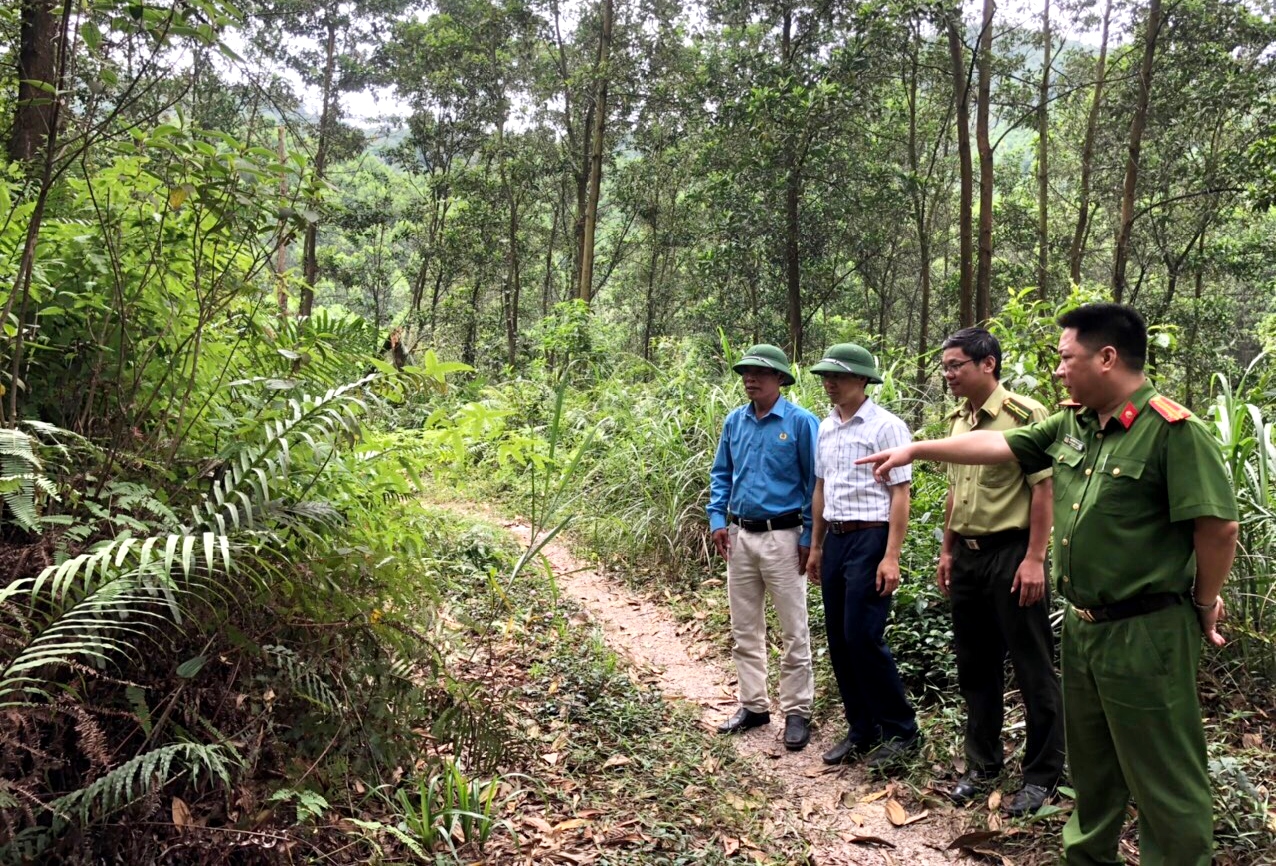 Công an huyện Ba Chẽ kiểm tra công tác PCCC rừng trên địa bàn.