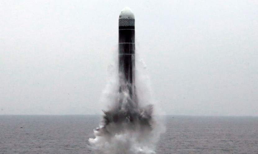 Tên lửa Pukguksong-3 được Triều Tiên phóng thử hồi tháng 10/2019. Ảnh: Rodong Sinmun.