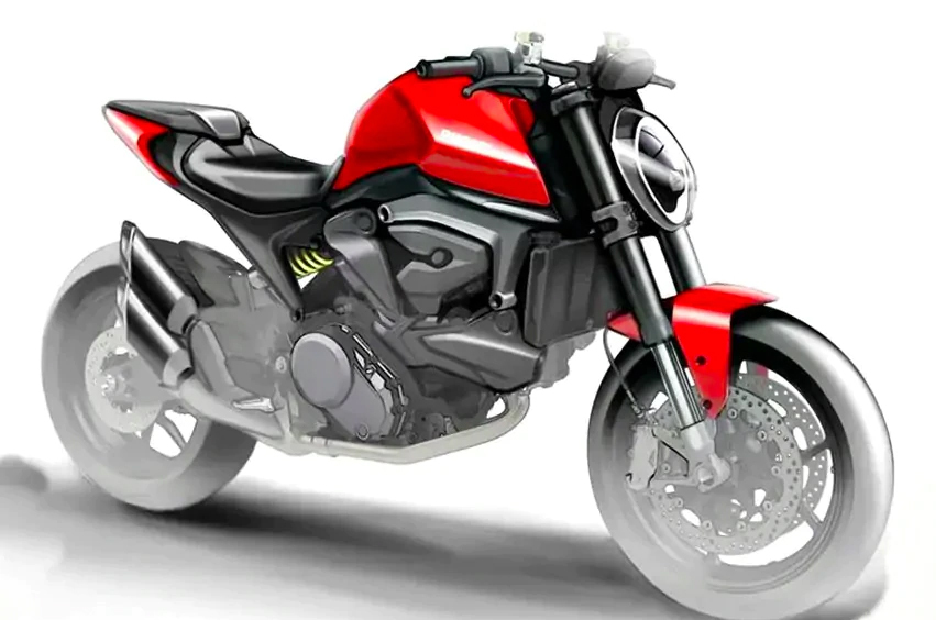 Ảnh dựng trên máy tính của Ducati Monster 821 2021 xuất hiện trên mạng ngày 15/9, không có bộ khung mắt cáo. Ảnh: MCN