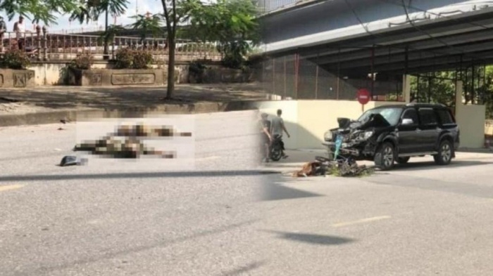 Hiện trường của vụ TNGT nghiêm trọng khiến hai nạn nhân đi xe máy tử vong tại chỗ trên địa bàn TP Nam Định