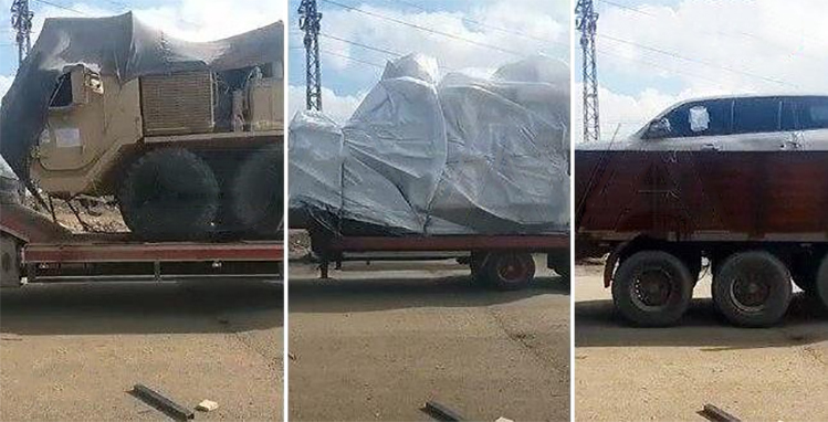 Thiết giáp, vật tư và các phương tiện được chuyển từ Iraq vào Syria, ngày 16/8. Ảnh: SANA.