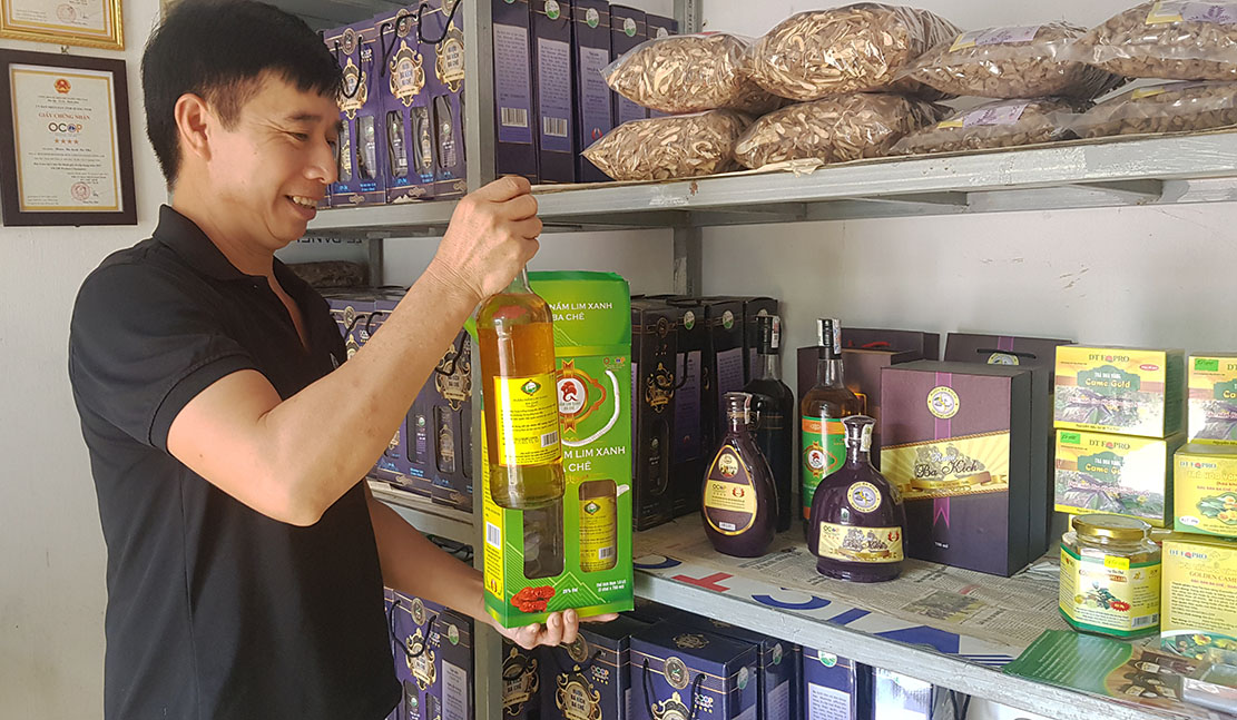 Các sản phẩm OCOP đạt tiêu chuẩn sao của Hợp Tác xã Kinh doanh dịch vụ lâm sản ngoài gỗ Minh Thơ, xã Đồn Đạ, Ba Chẽ.  