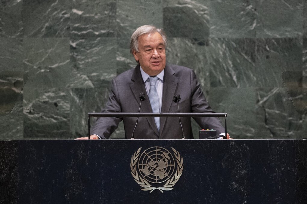 Tổng thư ký Liên Hợp Quốc Antonio Guterres phát biểu tại Liên Hợp Quốc ở New York, Mỹ, ngày 22/9. Ảnh: AFP.