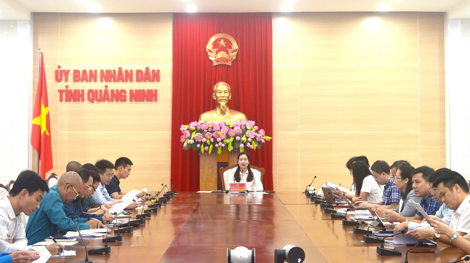 Đồng chí Nguyễn Thị Hạnh, Phó Chủ tịch UBND tỉnh, dự và chỉ đạo cuộc họp.