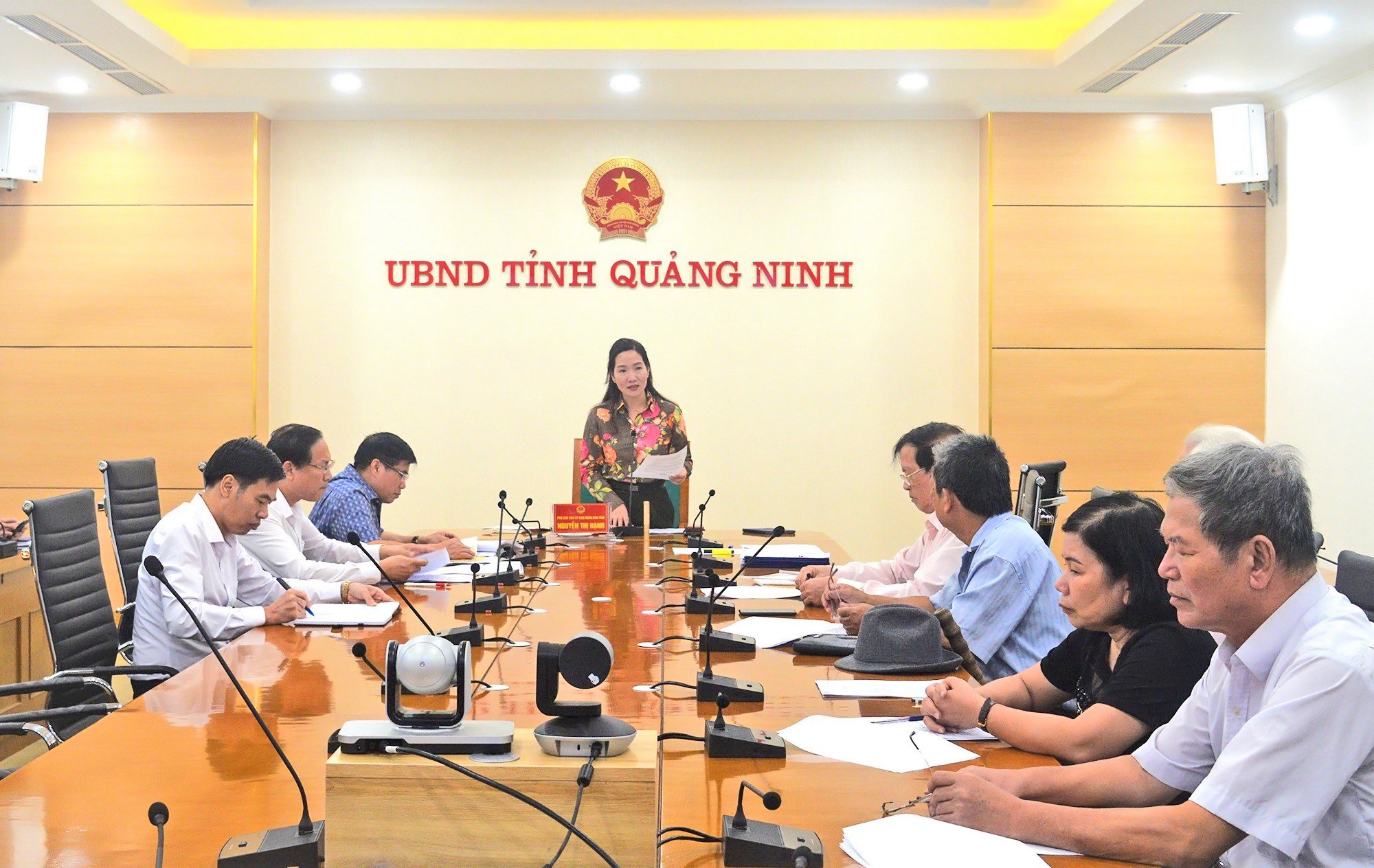 Đồng chí Nguyễn Thị Hạnh, Phó Chủ tịch UBND tỉnh dự và chỉ đạo cuộc họp.