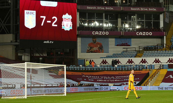 Liverpool trở thành đương kim vô địch thua đậm nhất trong một trận ở Ngoại hạng Anh. Ảnh: Reuters