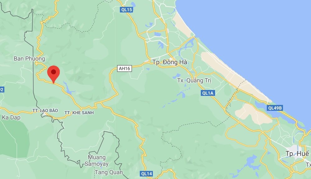 Vụ sạt lở xảy ra tại Đoàn 337, cách TP Đông Hà gần 90 km. Ảnh: Google Maps