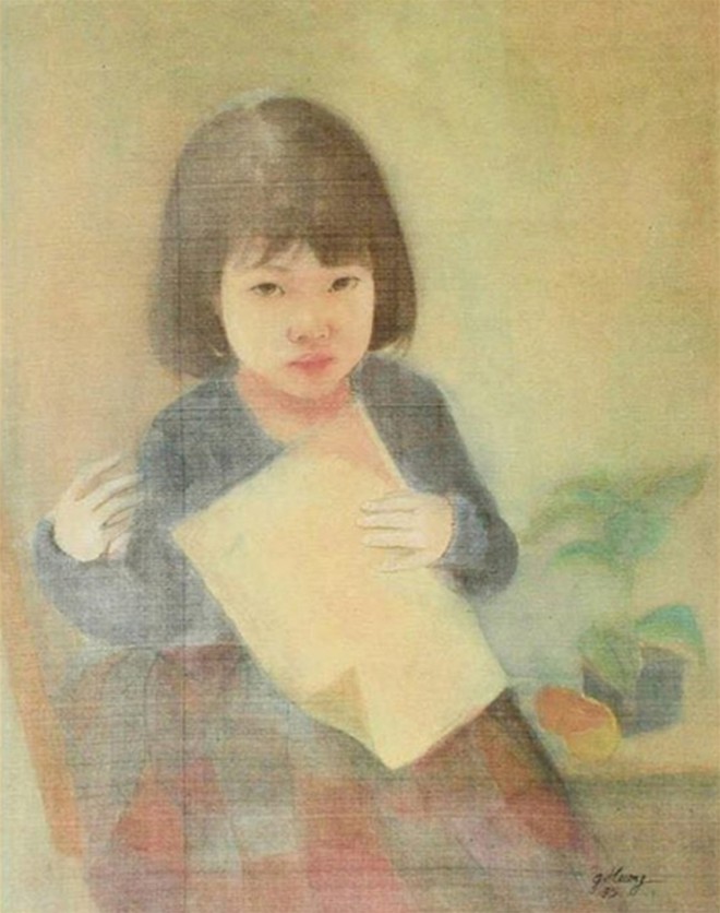  Bức tranh lụa của một sinh viên vẽ nhưng lại được ký tên nữ họa sĩ Vũ Giáng Hương Ảnh: Tư liệu