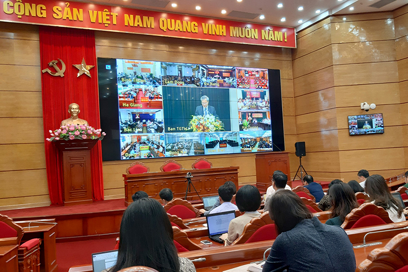 Quang cảnh tại điểm cầu tỉnh ủy Quảng Ninh.