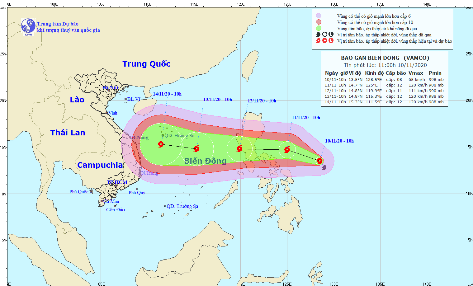 Xuất hiện cơn bão Vamco trên biển Đông