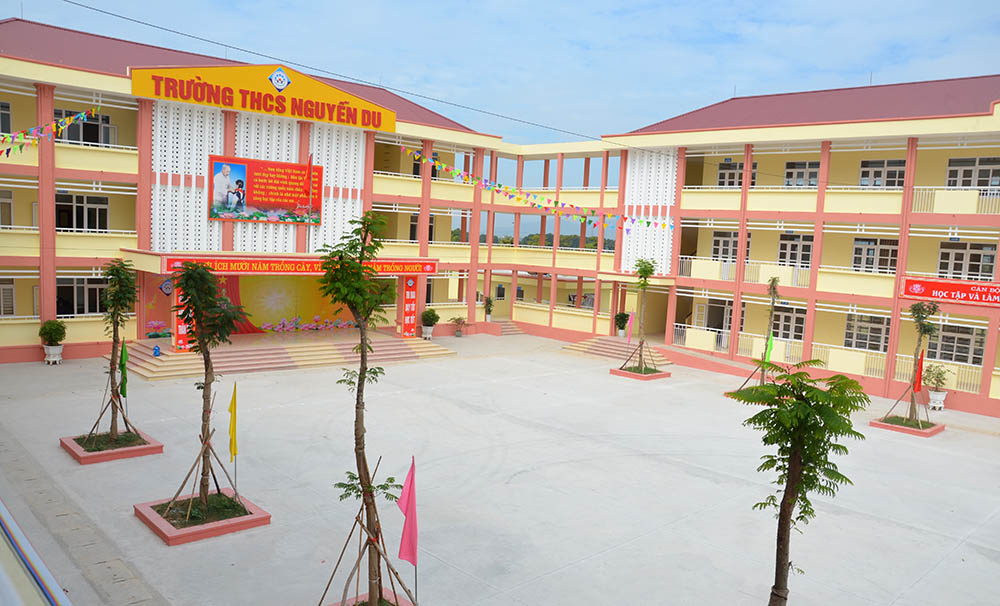 Cơ sở vật chất mới của Trường THCS Nguyễn Du được bàn giao, đưa vào sử dụng vào tháng 11/2020.