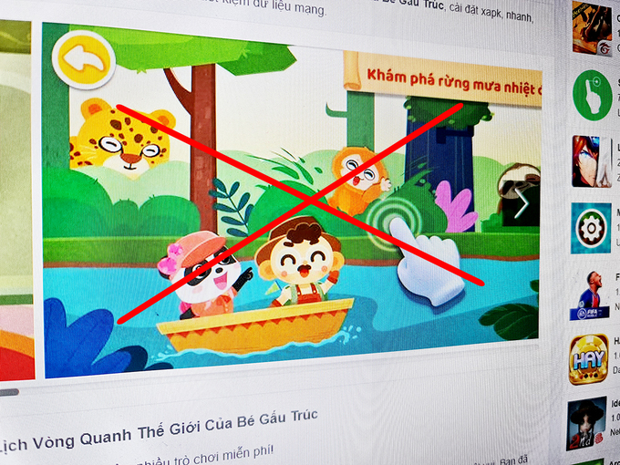  Game trẻ em có chứa bản đồ đường lưỡi bò vi phạm pháp luật Việt Nam.