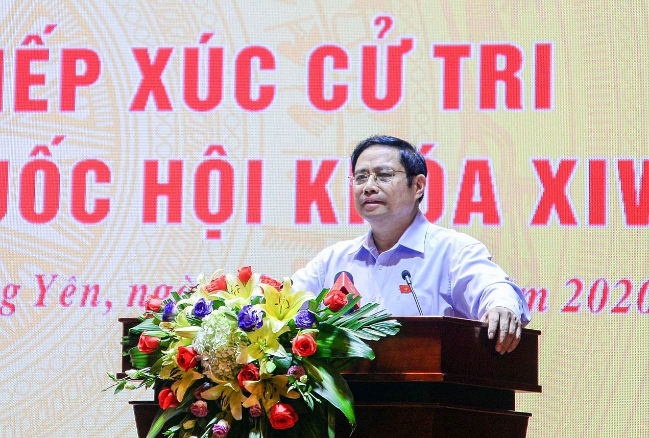 Trưởng Ban Tổ chức Trung ương Phạm Minh Chính tiếp xúc cử tri TX Quảng Yên