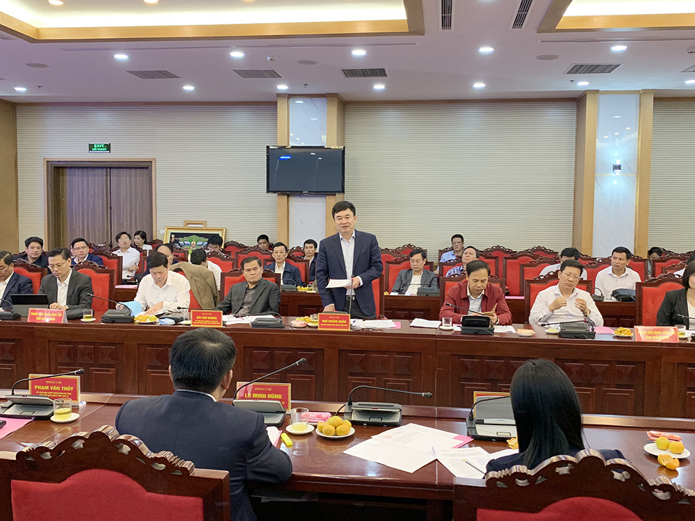 Đồng chí Ngô Hoàng Ngân, Phó Bí thư Thường trực Tỉnh ủy Quảng Ninh phát biểu tại buổi làm việc.