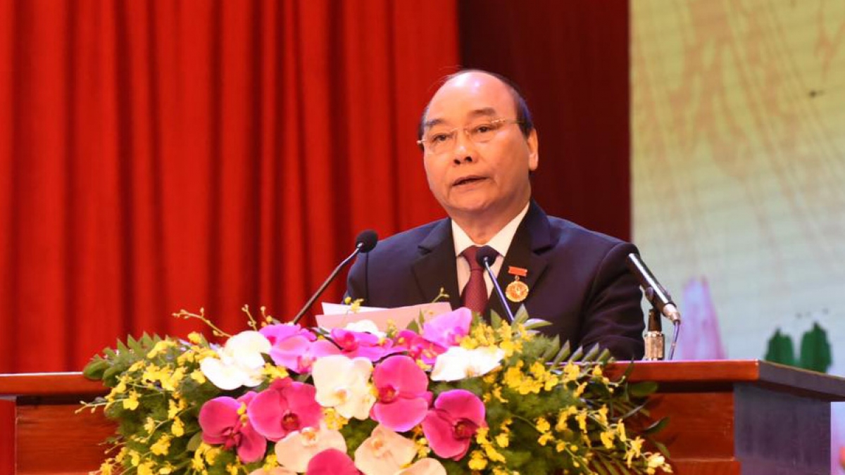 Thủ tướng Nguyễn Xuân Phúc phát biểu khai mạc Đại hội. Ảnh: Trọng Phú