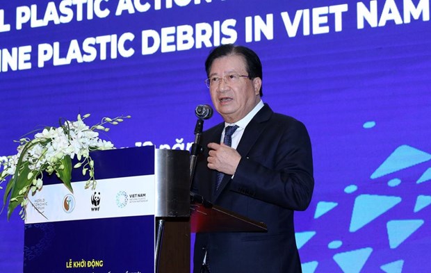 Phó Thủ tướng Trịnh Đình Dũng phát biểu chỉ đạo tại Lễ khởi động. (Ảnh: PV/Vietnam+)