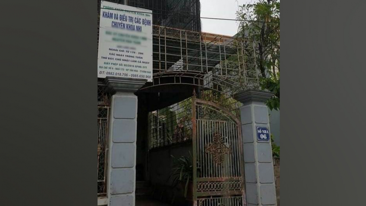 Phòng khám nhi ở thôn Tạ Ngoại 2, xã An Hòa, huyện Vĩnh Bảo, Hải Phòng nơi cháu bé được đưa đến khám