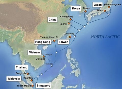 Tuyến cáp quang biển APG kết nối Internet Việt Nam đi quốc tế.