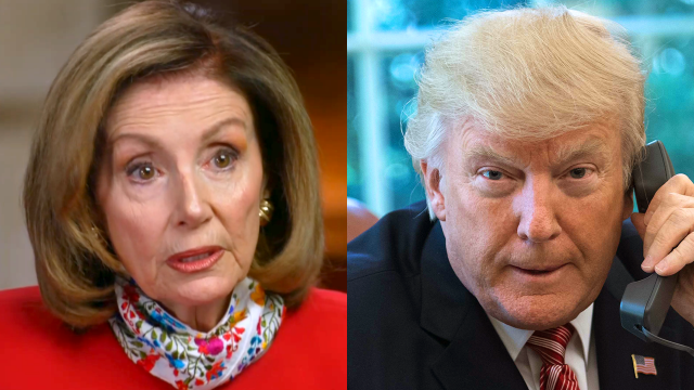 Chủ tịch Hạ viện Nancy Pelosi (trái) quyết tâm luận tội Tổng thống Donald Trump (phải). Ảnh: CNN