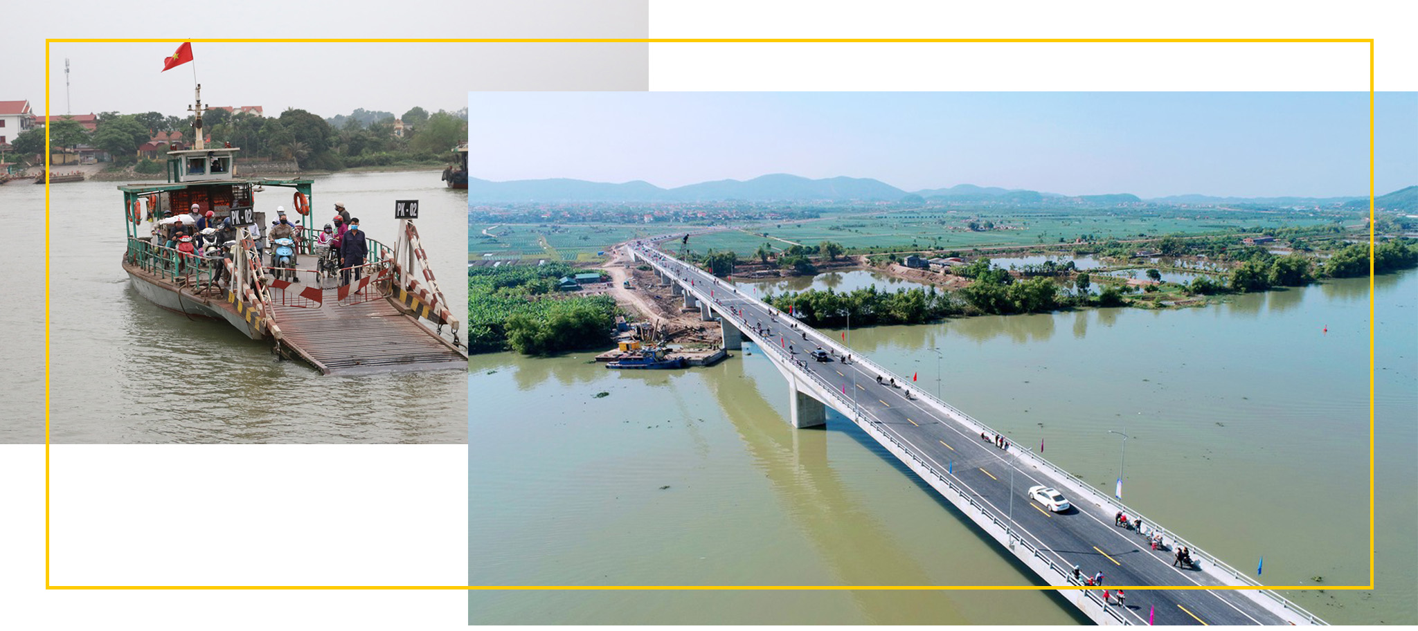 Cầu Triều - Cây cầu nối liền Đông Triều (Quảng Ninh) và Kinh Môn (Hải Dương) đã chính thức thông xe từ 1/1/2021, thay thế cho phà Triều trước đây