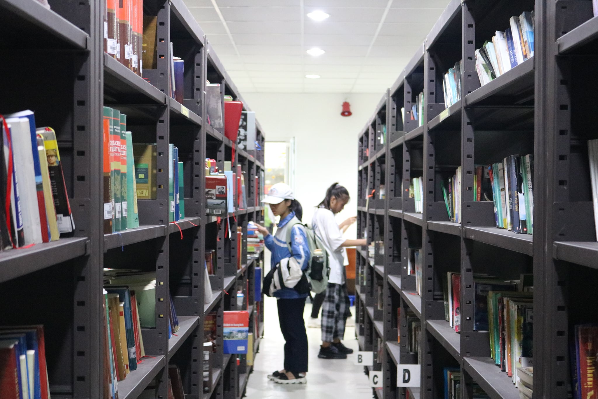 Bạn đọc tìm sách tại phòng mượn của Thư viện Quảng Ninh.