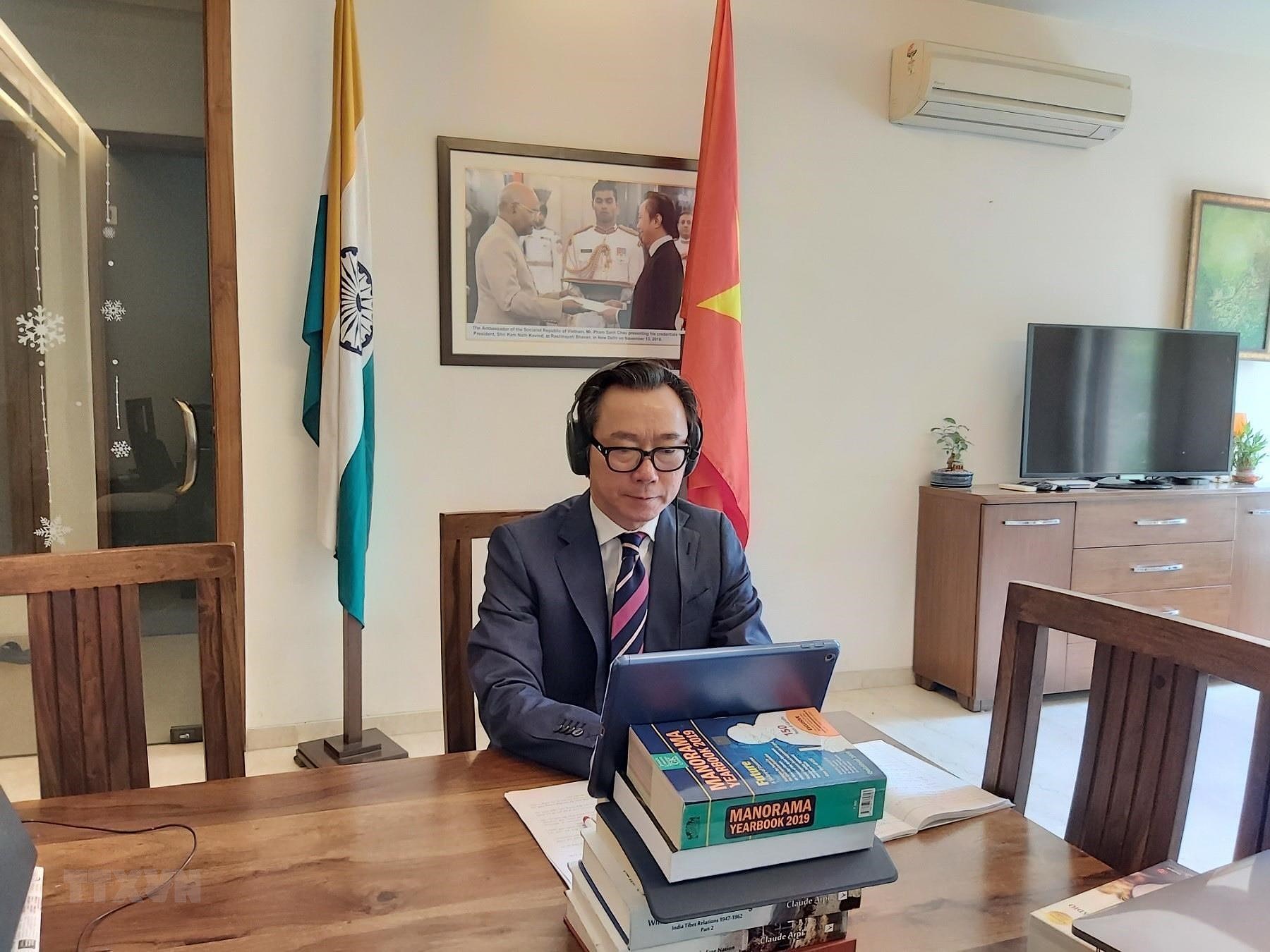 Đại sứ Việt Nam tại Ấn Độ Phạm Sanh Châu. (Ảnh: Huy Lê/TTXVN)