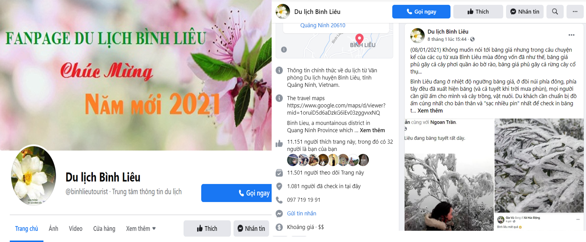 Trang mạng xã hội facebook “Du lịch Bình Liêu được” đầu tư bài bản, cung cấp nhiều thông tin bổ ích cho du khách.