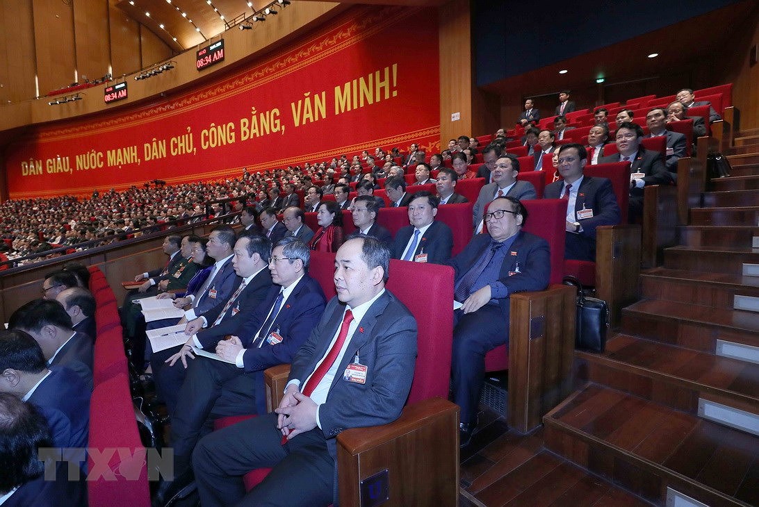 Đoàn đại biểu Đảng bộ Khối các cơ quan Trung ương dự Đại hội. (Ảnh: TTXVN)