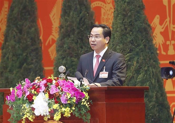 Đồng chí Lê Quang Mạnh, Bí thư Thành ủy Cần Thơ trình bày tham luận. (Ảnh: TTXVN)