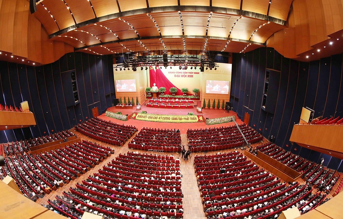 Toàn cảnh phiên thảo luận các văn kiện Đại hội XIII của Đảng tại hội trường Trung tâm Hội nghị Quốc gia, sáng 28/1/2021. (Ảnh: TTXVN)