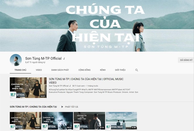  Kênh Sơn Tùng MTP tiếp tục nằm ở tốp đầu kênh YouTube tại Việt Nam