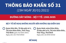 Thông báo khẩn của Bộ Y tế về hai địa điểm ở Thái Bình