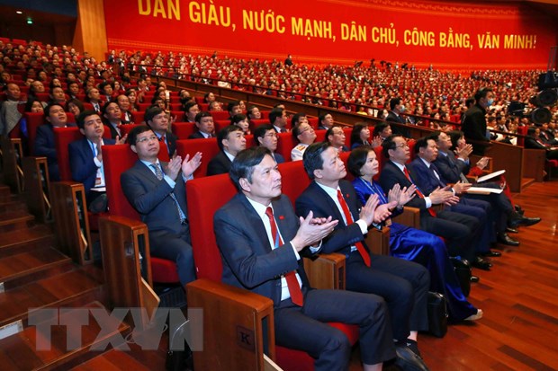 Đoàn đại biểu Đảng bộ tỉnh Bắc Ninh tham dự phiên bế mạc Đại hội XIII của Đảng. (Ảnh: TTXVN)