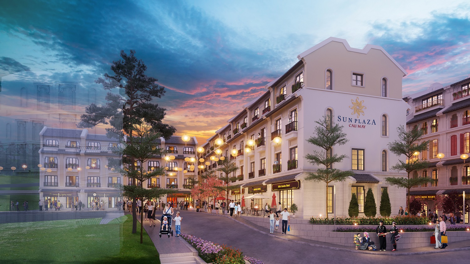 Nằm tại trung tâm thị xã Sa Pa, shophouse Sun Plaza Cau May có tiềm năng khai thác kinh doanh đắc lợi.