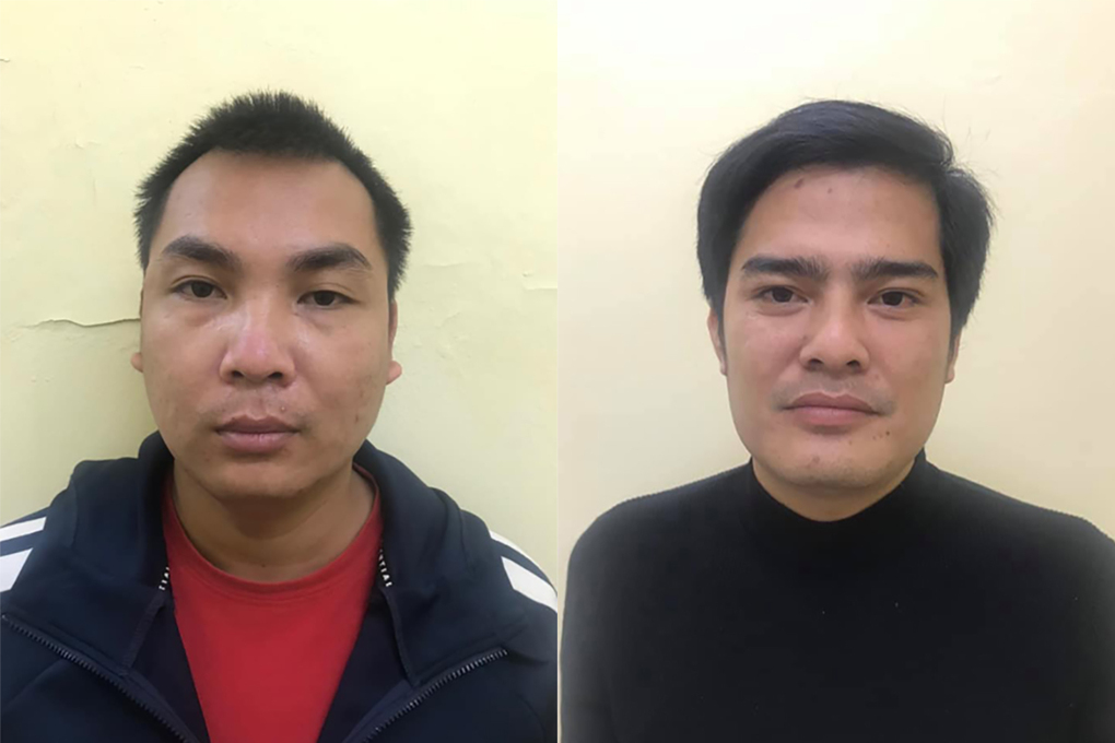 Hiệp (trái) và Phương tại cơ quan điều tra. Ảnh: Công an cung cấp.