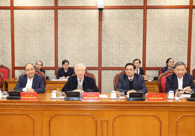 Tổng Bí thư, Chủ tịch nước Nguyễn Phú Trọng phát biểu kết luận phiên họp (Ảnh: TTXVN)