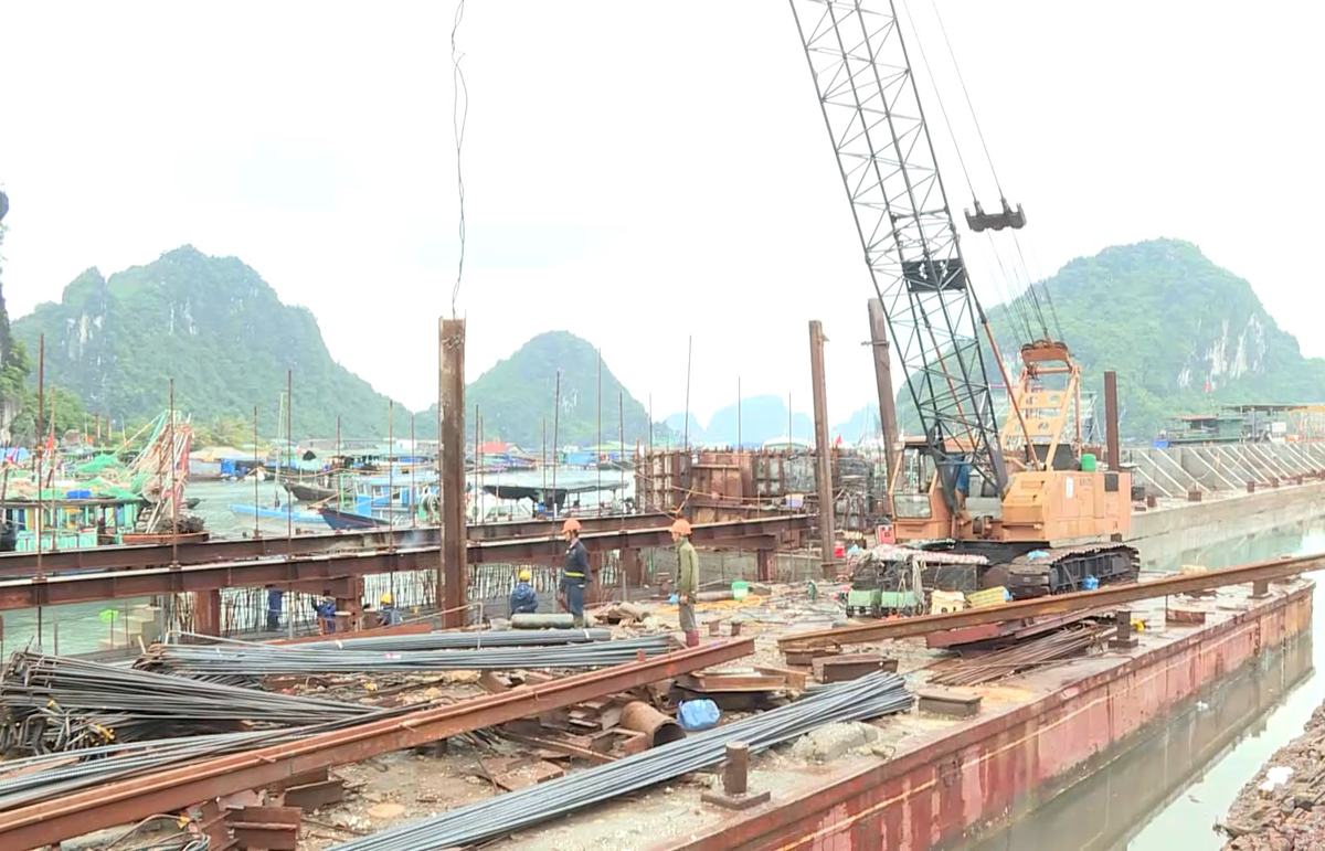 Dự án Khu neo đậu tránh trú bão cấp vùng kết hợp cảng cá loại 1 tại huyện Vân Đồn đang được thi công.