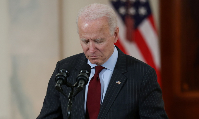 Tổng thống Mỹ Joe Biden bài phát biểu ở Nhà Trắng hôm 22/2. Ảnh: Reuters