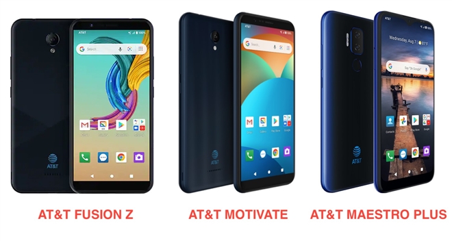 Hình ảnh 3 mẫu điện thoại của VinSmart đang được AT&T phân phối rộng rãi trên toàn nước Mỹ.