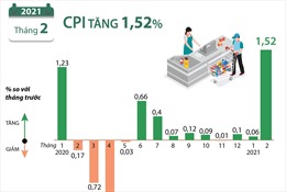 CPI tháng 2/2021 tăng 1,52%