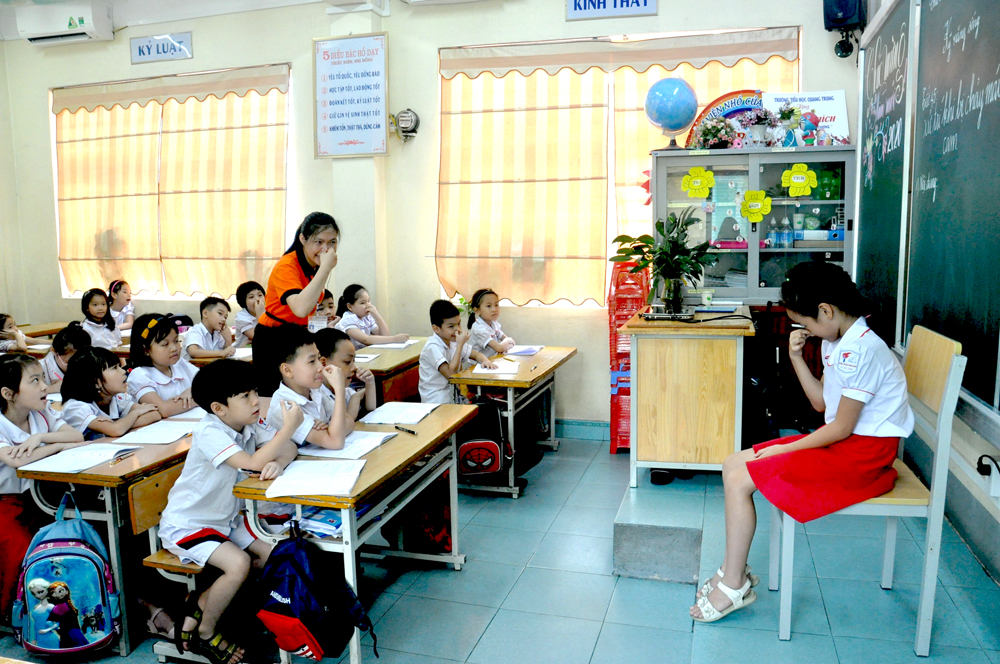 Tiết học kỹ năng sống tại Trường Tiểu học Quang Trung (TP Hạ Long).