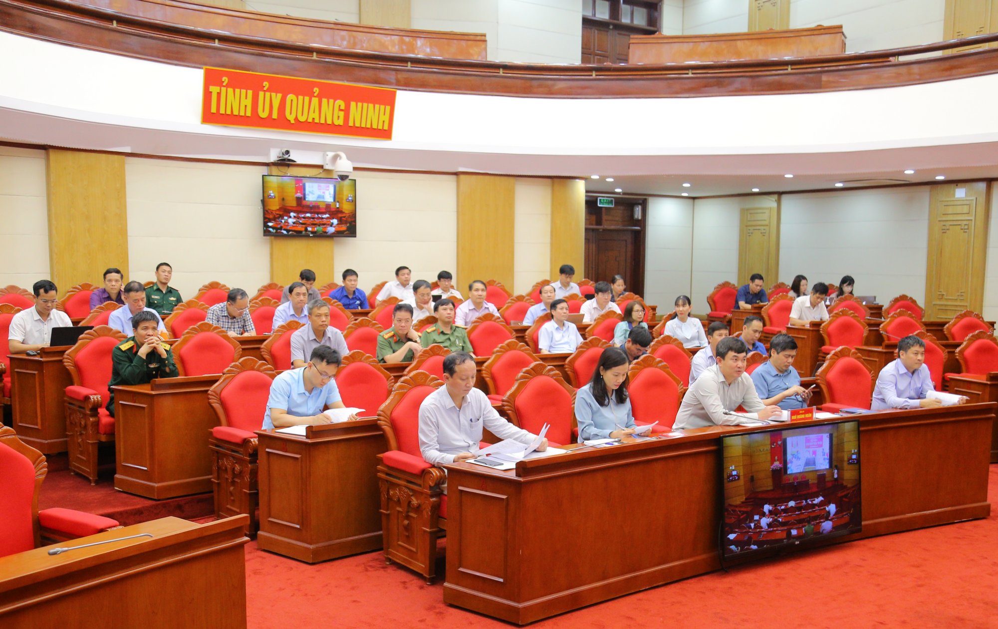 Quang cảnh buổi hội nghị tại điểm cầu Quảng Ninh.